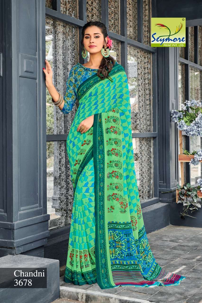 CHANDNI VOL-13B BY SEYMORE PRINTS 3670 TO 3679 SERIES INDIAN TRADITIONAL WEAR COLLECTION BEAUTIFUL STYLISH FANCY COLORFUL PARTY WEAR & OCCASIONAL WEAR GEORGETTE PRINTED SAREES AT WHOLESALE PRICE