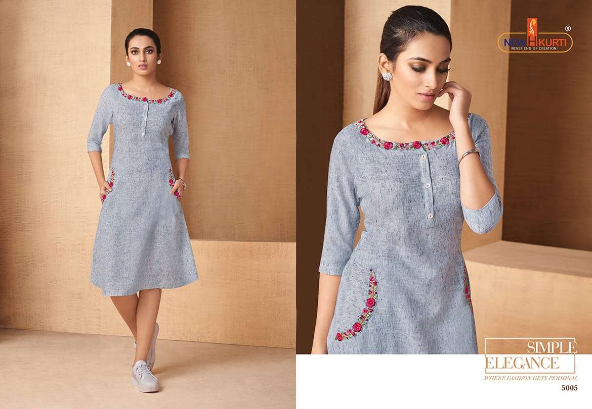 NIVYA BY NEHA FASHION 2001 TO 2005 SERIES BEAUTIFUL COLORFUL STYLISH FANCY CASUAL WEAR & ETHNIC WEAR & READY TO WEAR RAYON HANDLOOM SELF SLUB  KURTIS AT WHOLESALE PRICE