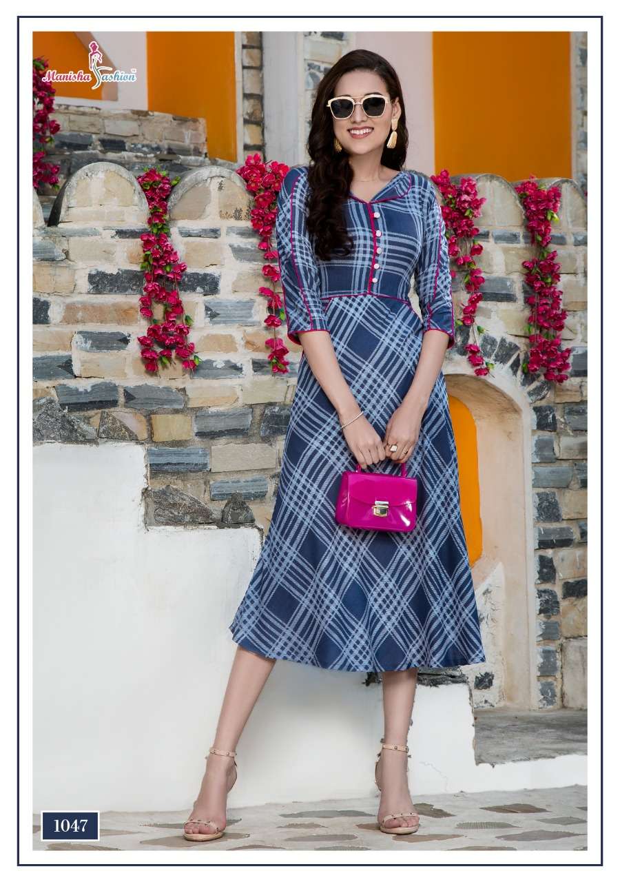 Mehar By Manisha Fashion 1041 To 1050 Series Beautiful Colorful Stylish Fancy Casual Wear & Ethnic Wear & Ready To Wear Rayon Printed Kurtis At Wholesale Price