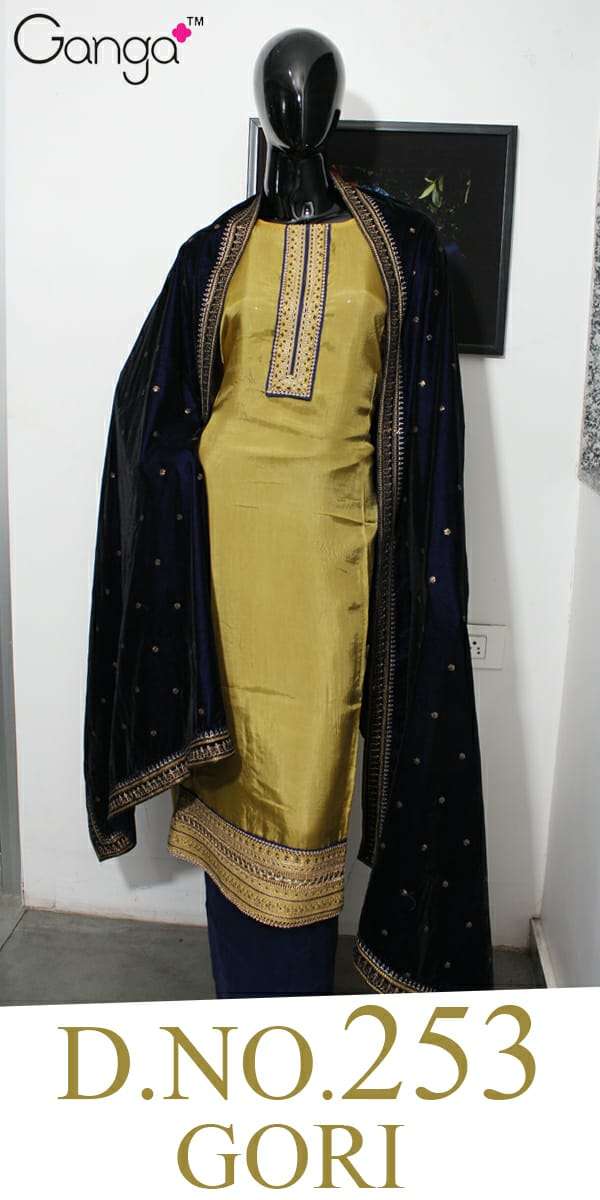 GORI 253 BY GANGA FASHION 01 TO 04 SERIES INDIAN TRADITIONAL WEAR COLLECTION BEAUTIFUL STYLISH FANCY COLORFUL PARTY WEAR & OCCASIONAL WEAR  PURE SILK HABUTAI WITH EMBROIDERY DRESSES AT WHOLESALE PRICE