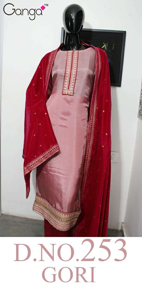 GORI 253 BY GANGA FASHION 01 TO 04 SERIES INDIAN TRADITIONAL WEAR COLLECTION BEAUTIFUL STYLISH FANCY COLORFUL PARTY WEAR & OCCASIONAL WEAR  PURE SILK HABUTAI WITH EMBROIDERY DRESSES AT WHOLESALE PRICE