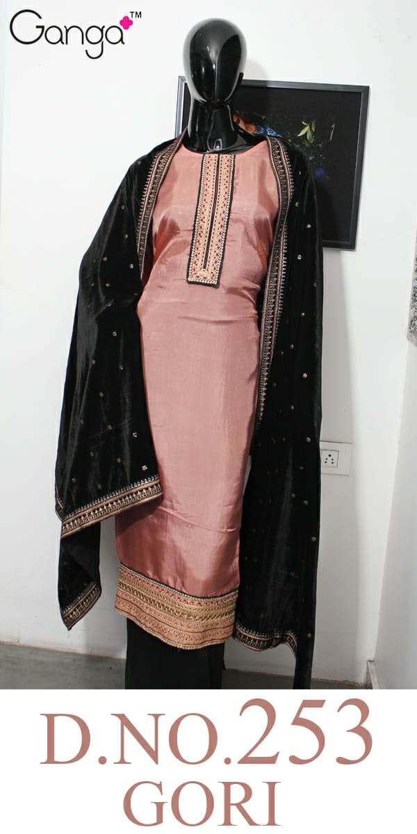 GORI 253 BY GANGA FASHION 01 TO 04 SERIES INDIAN TRADITIONAL WEAR COLLECTION BEAUTIFUL STYLISH FANCY COLORFUL PARTY WEAR & OCCASIONAL WEAR  PURE SILK HABUTAI WITH EMBROIDERY DRESSES AT WHOLESALE PRICE