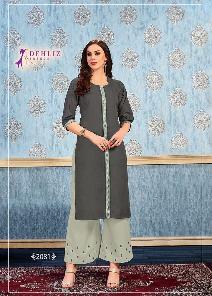 KITTY BY DEHLIZ TRENDZ 2076 TO 2081 SERIES BEAUTIFUL COLORFUL STYLISH FANCY CASUAL WEAR & ETHNIC WEAR & READY TO WEAR MAGIC SLUB WITH EMBROIDERY KURTIS AT WHOLESALE PRICE
