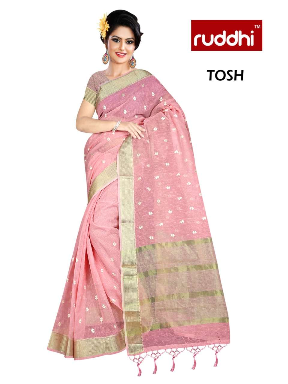 TOSH BY RUDDHI DRESSLINE 101 TO 106 SERIES INDIAN TRADITIONAL WEAR COLLECTION BEAUTIFUL STYLISH FANCY COLORFUL PARTY WEAR & OCCASIONAL WEAR PURE LINEN ZARI SAREES AT WHOLESALE PRICE