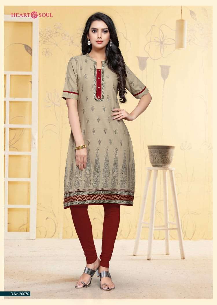 SVASTI BY HEART & SOUL 20070 TO 20076 SERIES BEAUTIFUL COLORFUL STYLISH FANCY CASUAL WEAR & ETHNIC WEAR & READY TO WEAR COTTON FLEX KURTIS AT WHOLESALE PRICE