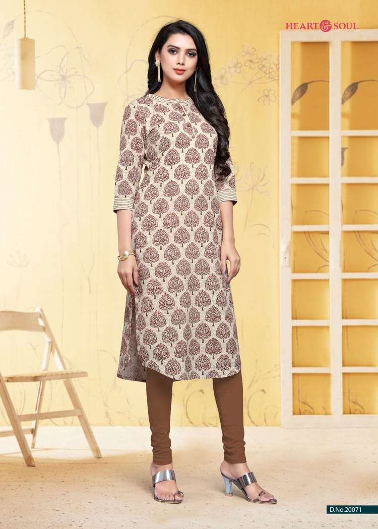 SVASTI BY HEART & SOUL 20070 TO 20076 SERIES BEAUTIFUL COLORFUL STYLISH FANCY CASUAL WEAR & ETHNIC WEAR & READY TO WEAR COTTON FLEX KURTIS AT WHOLESALE PRICE