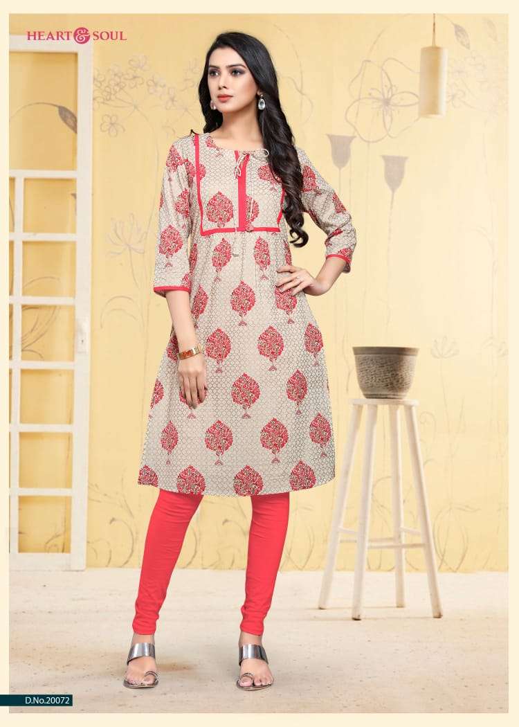 SVASTI BY HEART & SOUL 20070 TO 20076 SERIES BEAUTIFUL COLORFUL STYLISH FANCY CASUAL WEAR & ETHNIC WEAR & READY TO WEAR COTTON FLEX KURTIS AT WHOLESALE PRICE