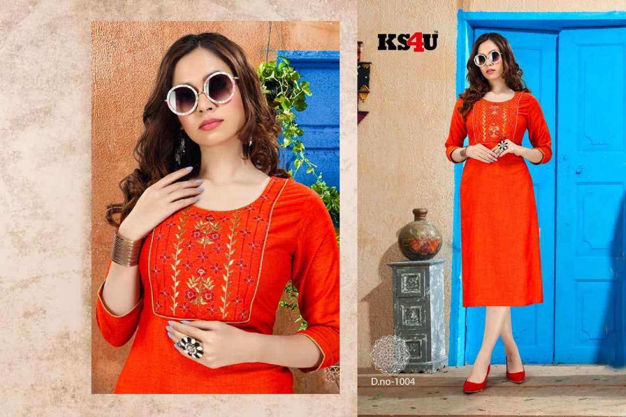 RAVEENA BY KS4U 1001 TO 1008 SERIES BEAUTIFUL COLORFUL STYLISH FANCY CASUAL WEAR & ETHNIC WEAR & READY TO WEAR RAYON TWO TONE KURTIS AT WHOLESALE PRICE