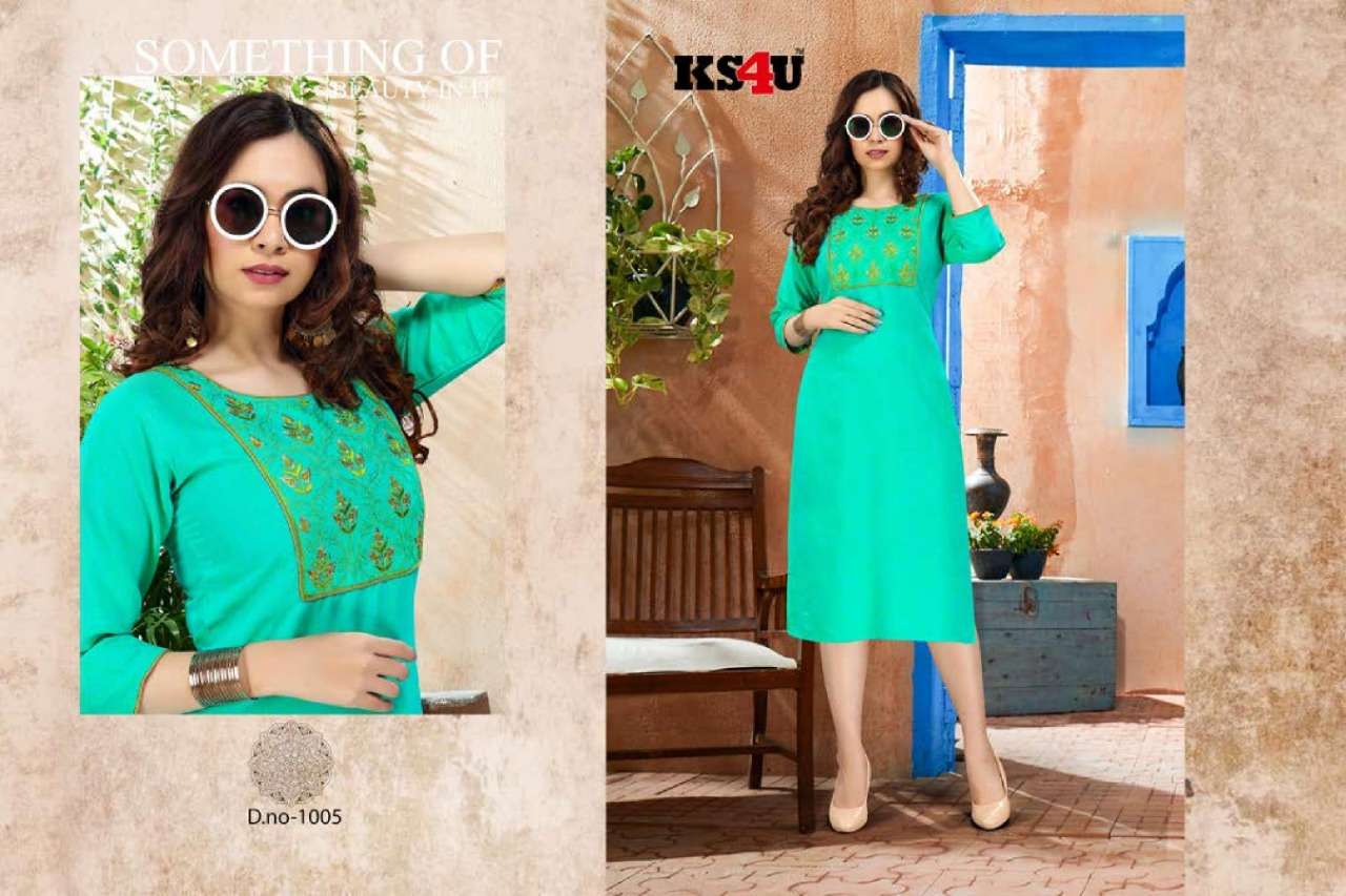 RAVEENA BY KS4U 1001 TO 1008 SERIES BEAUTIFUL COLORFUL STYLISH FANCY CASUAL WEAR & ETHNIC WEAR & READY TO WEAR RAYON TWO TONE KURTIS AT WHOLESALE PRICE