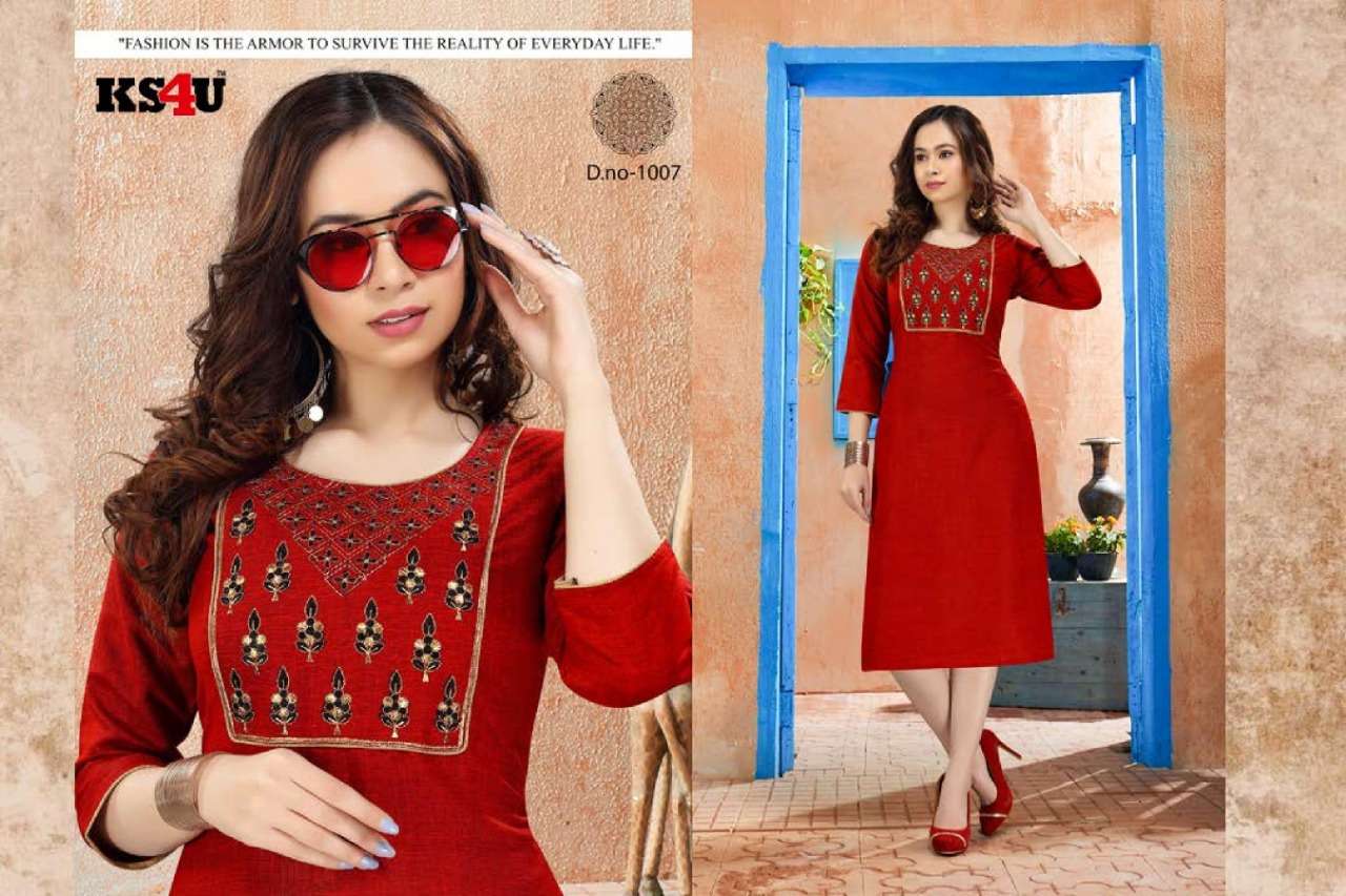 RAVEENA BY KS4U 1001 TO 1008 SERIES BEAUTIFUL COLORFUL STYLISH FANCY CASUAL WEAR & ETHNIC WEAR & READY TO WEAR RAYON TWO TONE KURTIS AT WHOLESALE PRICE