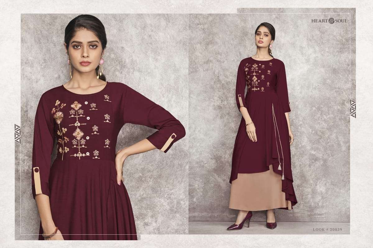 BOHO CHIC BY HEART & SOUL 20038 TO 20046 SERIES BEAUTIFUL COLORFUL STYLISH FANCY CASUAL WEAR & ETHNIC WEAR & READY TO WEAR VISCOSE RAYON KURTIS AT WHOLESALE PRICE