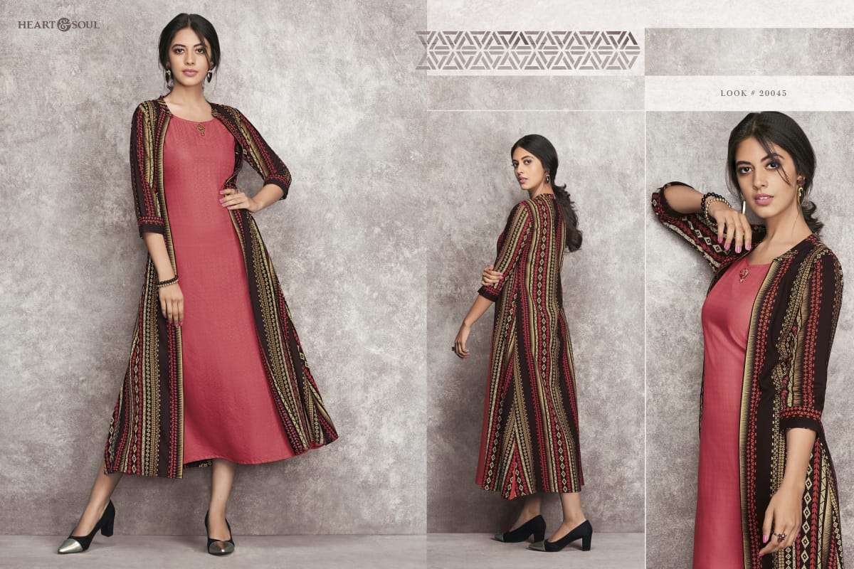 BOHO CHIC BY HEART & SOUL 20038 TO 20046 SERIES BEAUTIFUL COLORFUL STYLISH FANCY CASUAL WEAR & ETHNIC WEAR & READY TO WEAR VISCOSE RAYON KURTIS AT WHOLESALE PRICE