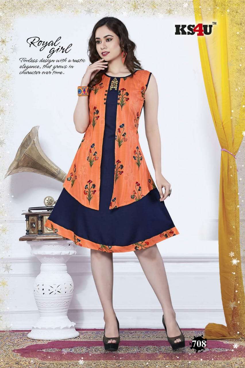 PRETTY BY KS4U 701 TO 708 SERIES BEAUTIFUL COLORFUL STYLISH FANCY CASUAL WEAR & ETHNIC WEAR & READY TO WEAR RAYON 14 KG KURTIS AT WHOLESALE PRICE