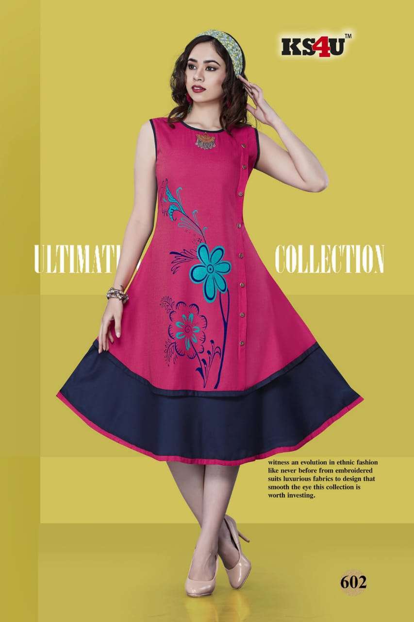 NAIRA VOL-2 BY KS4U 601 TO 606 SERIES BEAUTIFUL COLORFUL STYLISH FANCY CASUAL WEAR & ETHNIC WEAR & READY TO WEAR RAYON 14 KG KURTIS AT WHOLESALE PRICE