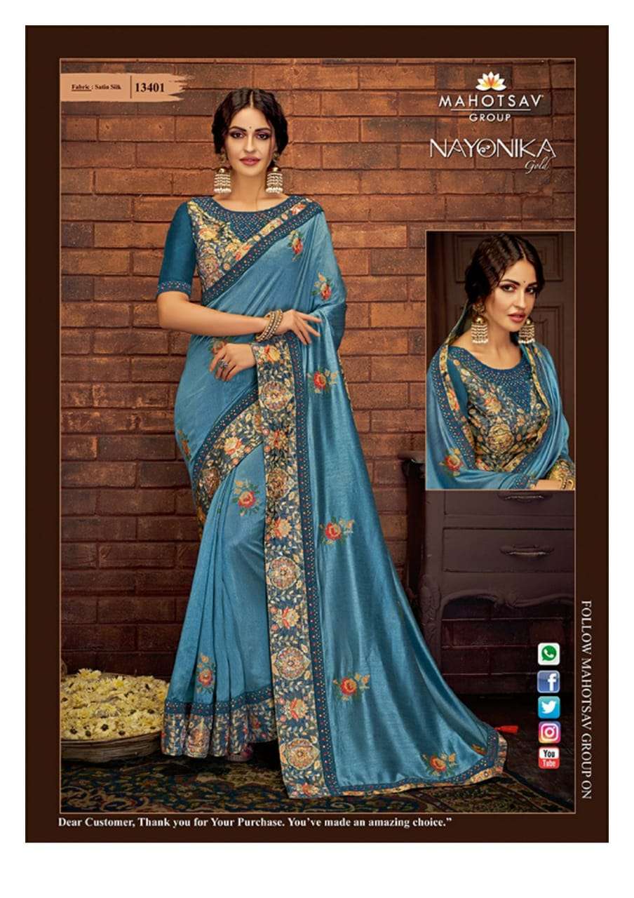 TISHYA BY MAHOTSAV CREATION 13401 TO 13417 SERIES INDIAN TRADITIONAL WEAR COLLECTION BEAUTIFUL STYLISH FANCY COLORFUL PARTY WEAR & OCCASIONAL WEAR FANCY SAREES AT WHOLESALE PRICE