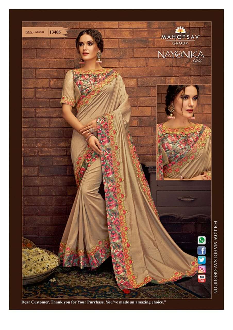 TISHYA BY MAHOTSAV CREATION 13401 TO 13417 SERIES INDIAN TRADITIONAL WEAR COLLECTION BEAUTIFUL STYLISH FANCY COLORFUL PARTY WEAR & OCCASIONAL WEAR FANCY SAREES AT WHOLESALE PRICE