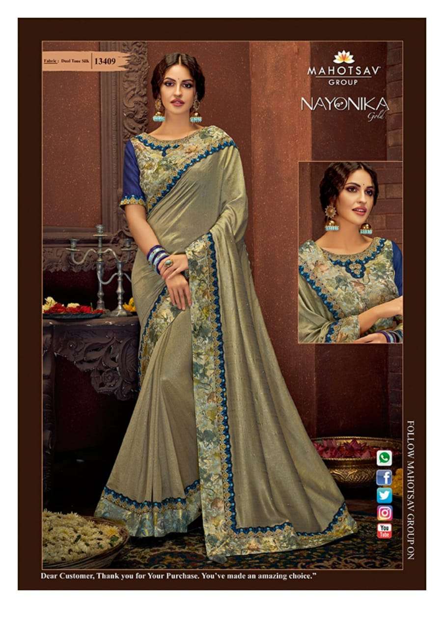 TISHYA BY MAHOTSAV CREATION 13401 TO 13417 SERIES INDIAN TRADITIONAL WEAR COLLECTION BEAUTIFUL STYLISH FANCY COLORFUL PARTY WEAR & OCCASIONAL WEAR FANCY SAREES AT WHOLESALE PRICE