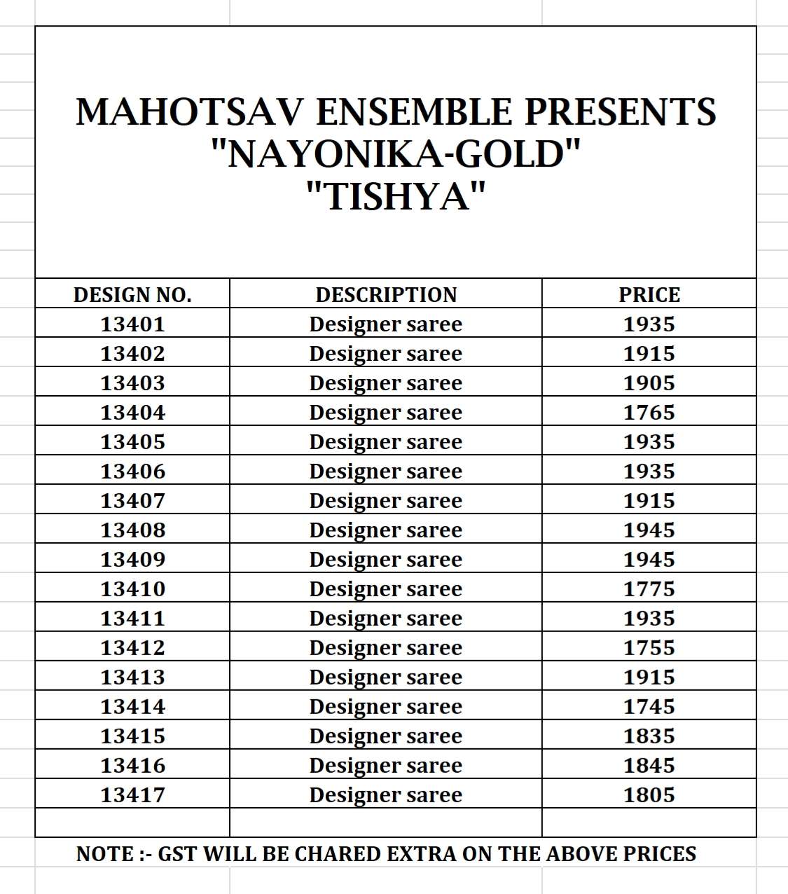 TISHYA BY MAHOTSAV CREATION 13401 TO 13417 SERIES INDIAN TRADITIONAL WEAR COLLECTION BEAUTIFUL STYLISH FANCY COLORFUL PARTY WEAR & OCCASIONAL WEAR FANCY SAREES AT WHOLESALE PRICE