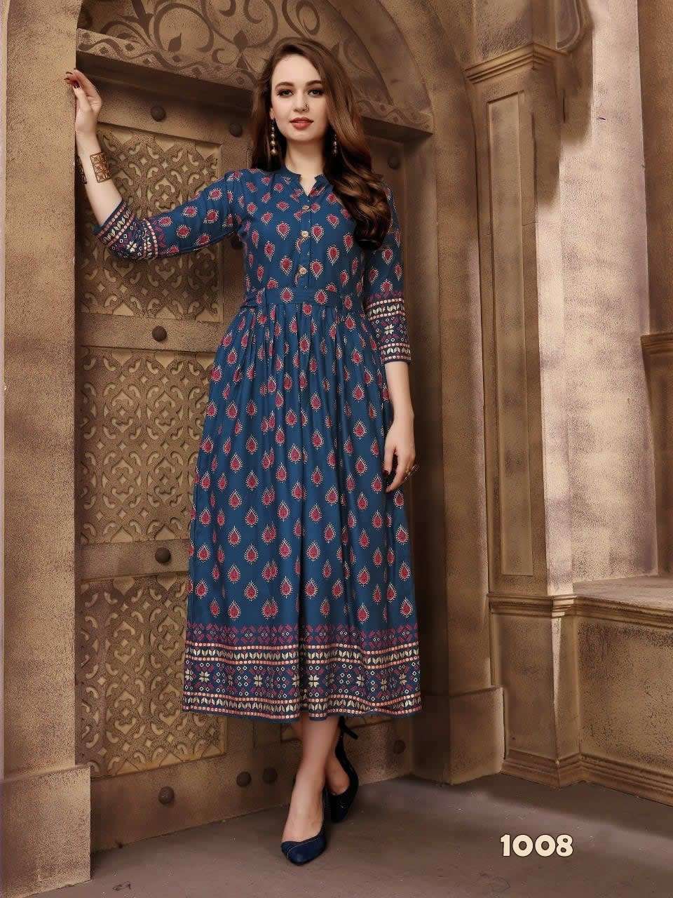 KITTI PARTY VOL-1 BY FABFIRKI 1001 TO 1010 SERIES BEAUTIFUL STYLISH FANCY COLORFUL CASUAL WEAR & ETHNIC WEAR & READY TO WEAR HEAVY RAYON DIGITAL PRINTED GOWNS AT WHOLESALE PRICE