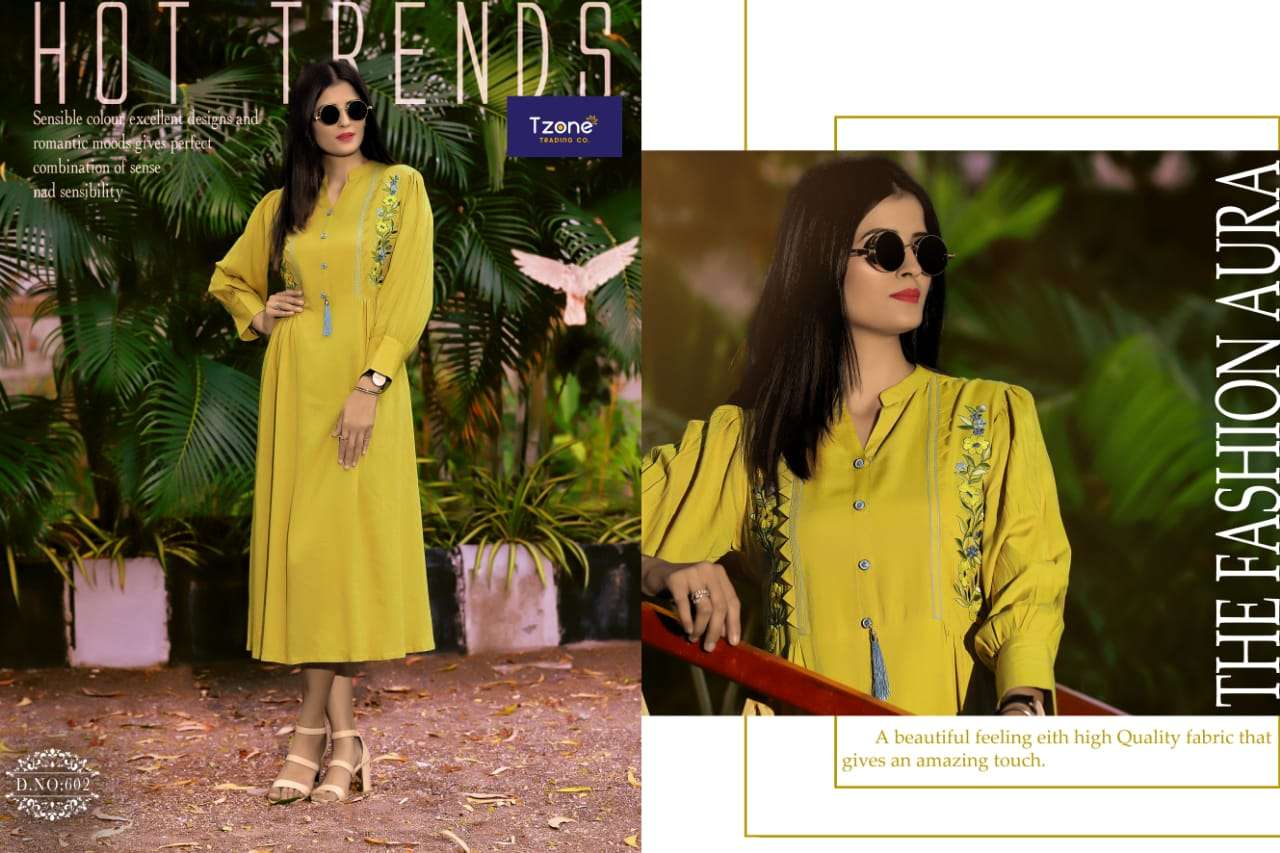 ALYSSA VOL-2 BY T ZONE 601 TO 604 SERIES BEAUTIFUL STYLISH FANCY COLORFUL CASUAL WEAR & ETHNIC WEAR & READY TO WEAR HEAVY RAYON GOWNS AT WHOLESALE PRICE