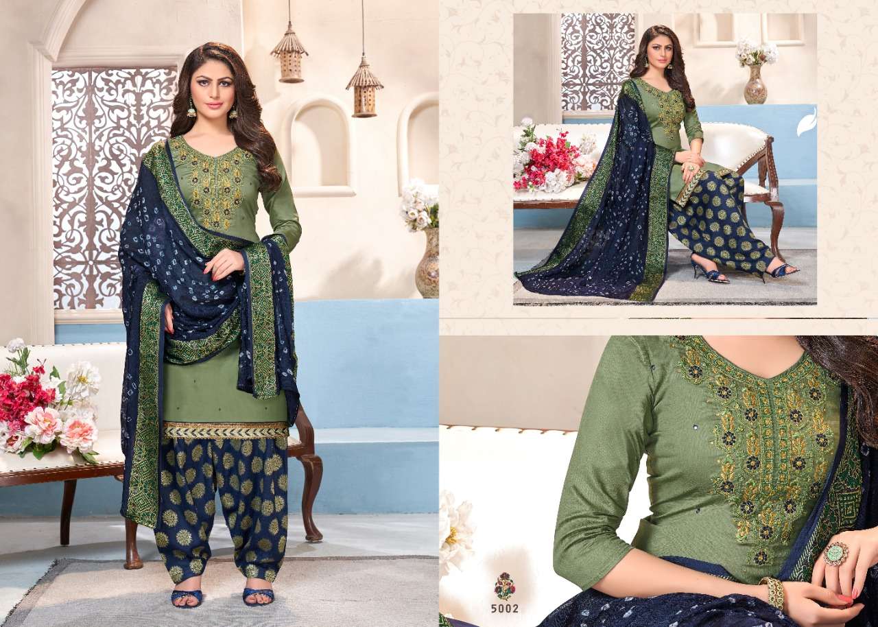 SUHAANA VOL-5 BY UTSAV SUIT 5001 TO 5006 SERIES DESIGNER BEAUTIFUL STYLISH FANCY COLORFUL CASUAL WEAR & ETHNIC WEAR & READY TO WEAR GLAZE COTTON EMBROIDERY DRESSES AT WHOLESALE PRICE