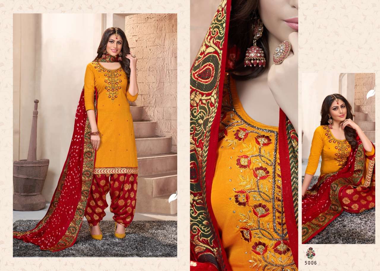 SUHAANA VOL-5 BY UTSAV SUIT 5001 TO 5006 SERIES DESIGNER BEAUTIFUL STYLISH FANCY COLORFUL CASUAL WEAR & ETHNIC WEAR & READY TO WEAR GLAZE COTTON EMBROIDERY DRESSES AT WHOLESALE PRICE