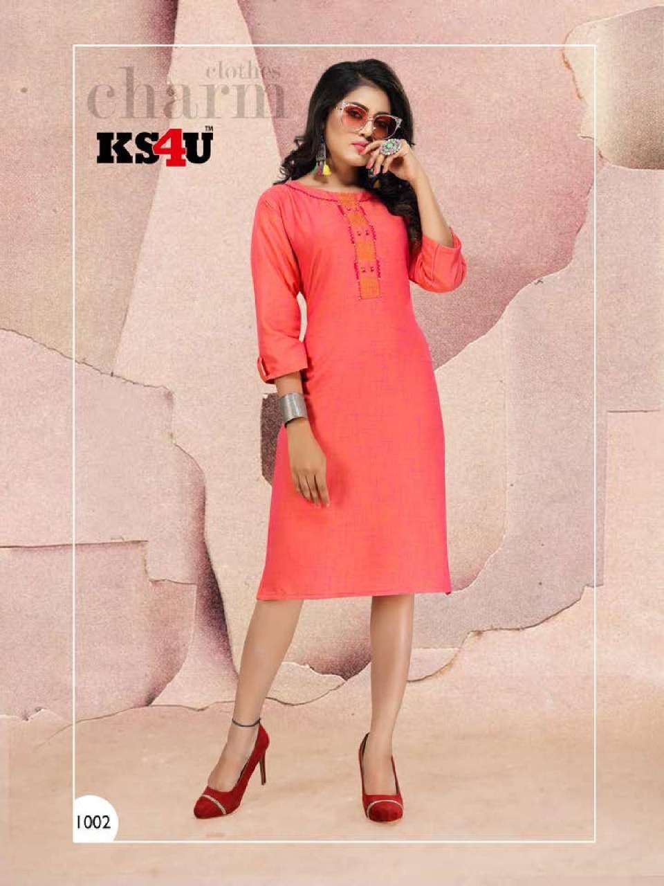 SUPER LOOK BY KS4U 1001 TO 1008 SERIES BEAUTIFUL COLORFUL STYLISH FANCY CASUAL WEAR & ETHNIC WEAR & READY TO WEAR RAYON TWO TONE KURTIS AT WHOLESALE PRICE