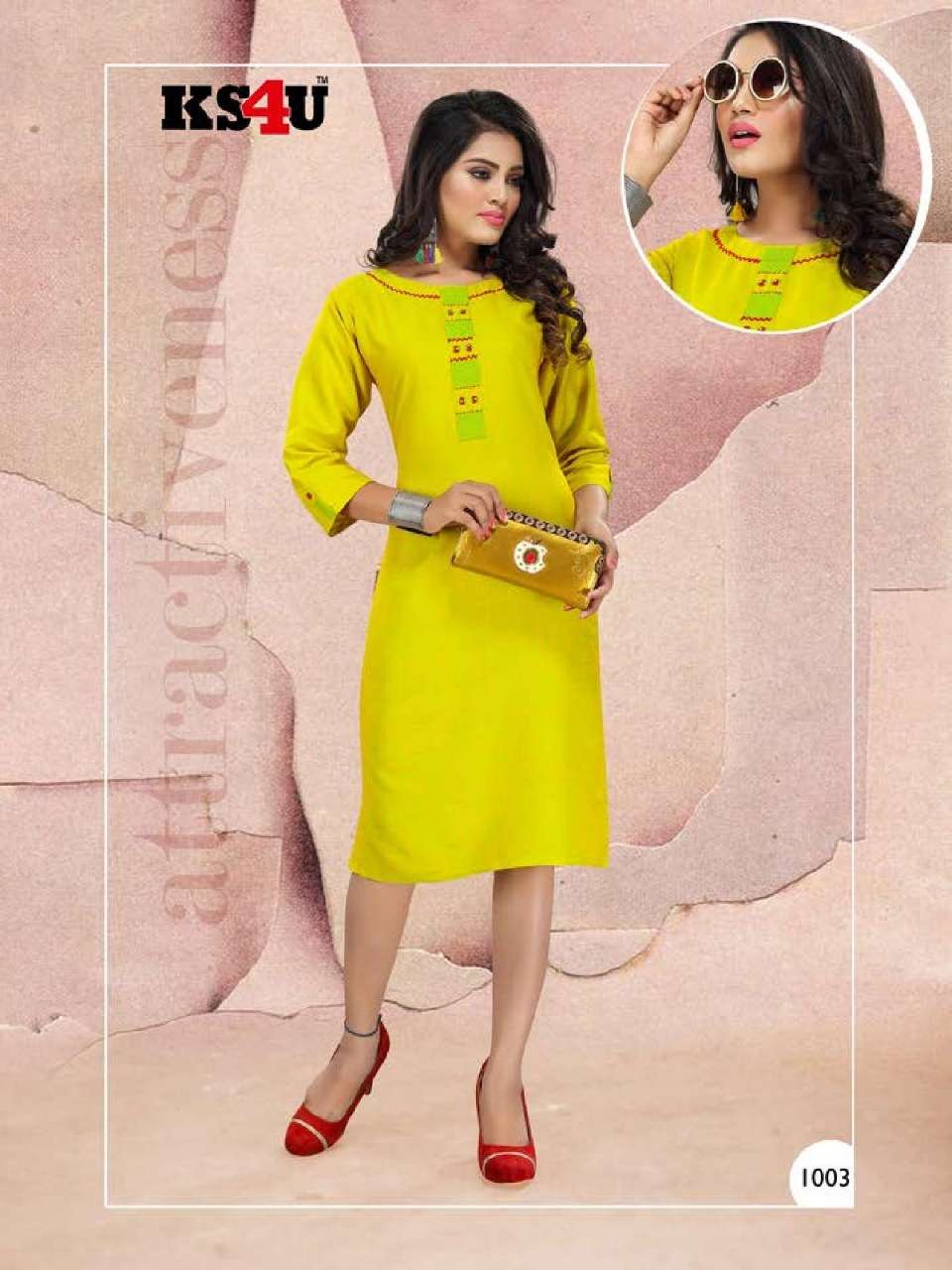 SUPER LOOK BY KS4U 1001 TO 1008 SERIES BEAUTIFUL COLORFUL STYLISH FANCY CASUAL WEAR & ETHNIC WEAR & READY TO WEAR RAYON TWO TONE KURTIS AT WHOLESALE PRICE