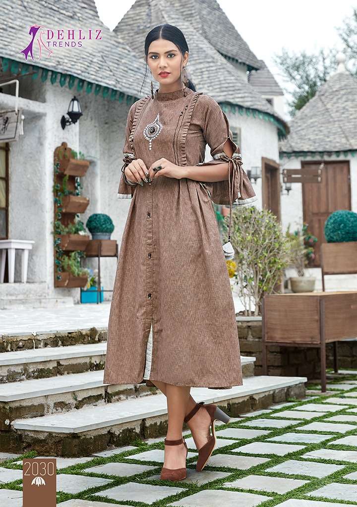 PARIDHAN BY DEHLIZ TRENDZ 2029 TO 2034 SERIES BEAUTIFUL COLORFUL STYLISH FANCY CASUAL WEAR & ETHNIC WEAR & READY TO WEAR MUSLIN WORKED KURTIS AT WHOLESALE PRICE