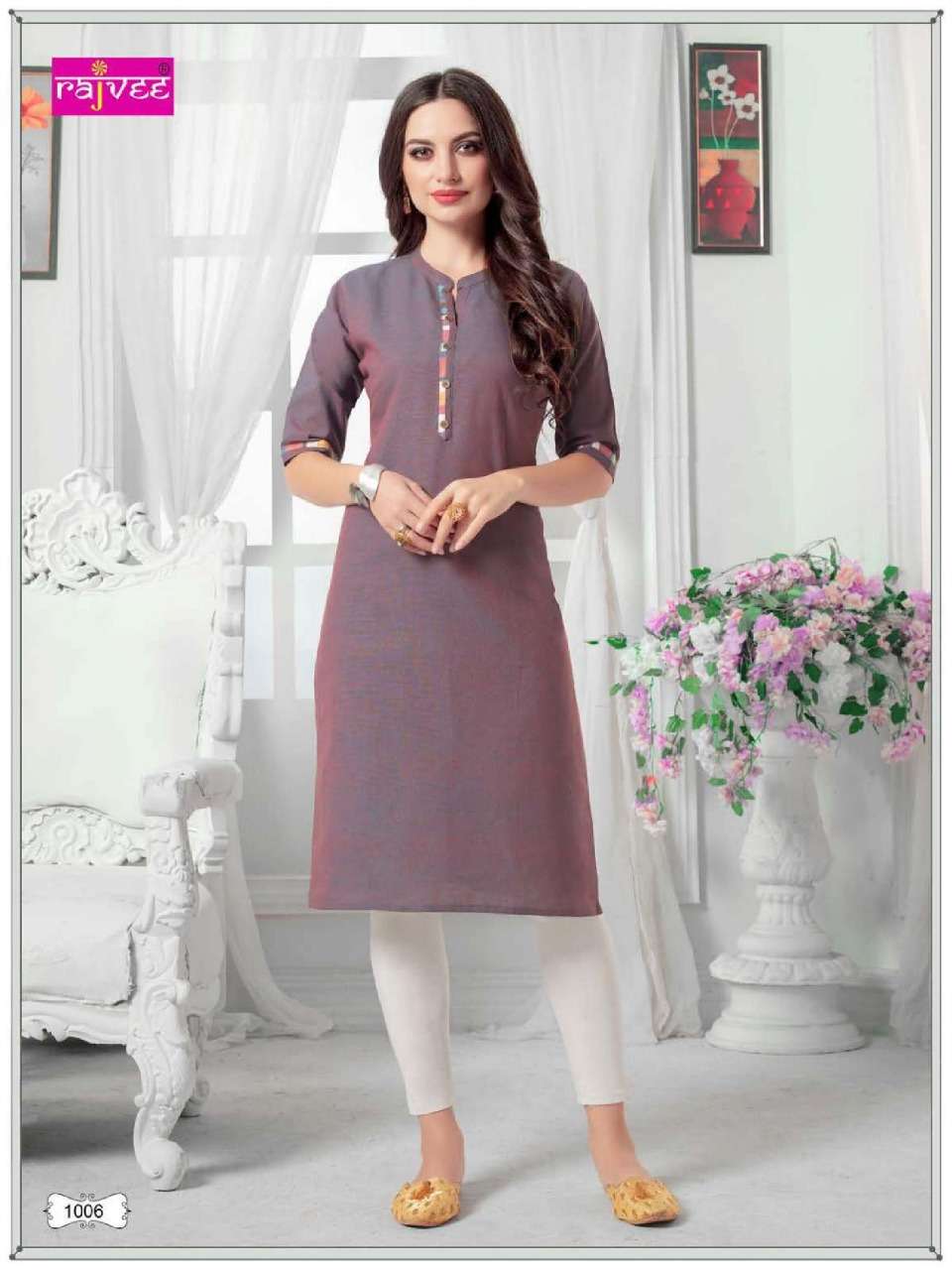 SAFFRON BY RAJVEE 1001 TO 1006 SERIES BEAUTIFUL COLORFUL STYLISH FANCY CASUAL WEAR & ETHNIC WEAR & READY TO WEAR HANDLOOM PRINTED KURTIS AT WHOLESALE PRICE