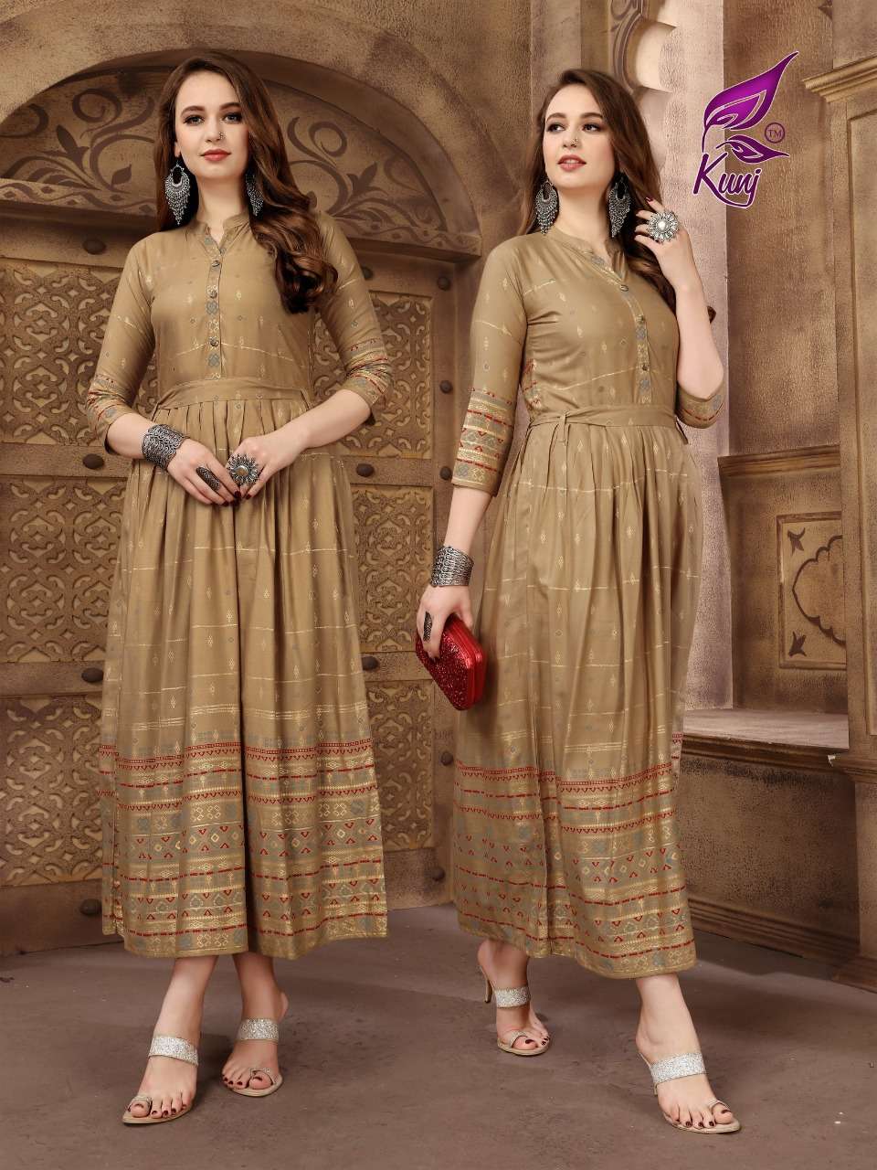 KITTY PARTY BY KUNJ 01 TO 10 SERIES BEAUTIFUL COLORFUL STYLISH FANCY CASUAL WEAR & ETHNIC WEAR & READY TO WEAR HEAVY RAYON PRINTED KURTIS AT WHOLESALE PRICE