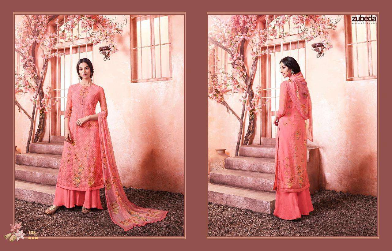 MAHER BY ZUBEDA 101 TO 108 SERIES DESIGNER SHARARA SUITS BEAUTIFUL STYLISH FANCY COLORFUL PARTY WEAR & ETHNIC WEAR GEORGETTE SHIFFLI DIGITAL PRINTED  DRESSES AT WHOLESALE PRICE