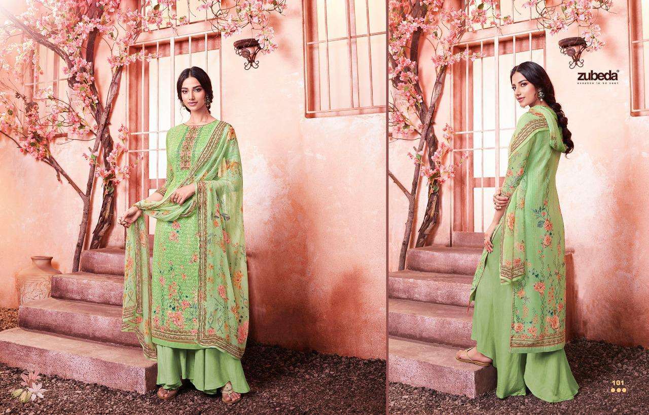 MAHER BY ZUBEDA 101 TO 108 SERIES DESIGNER SHARARA SUITS BEAUTIFUL STYLISH FANCY COLORFUL PARTY WEAR & ETHNIC WEAR GEORGETTE SHIFFLI DIGITAL PRINTED  DRESSES AT WHOLESALE PRICE