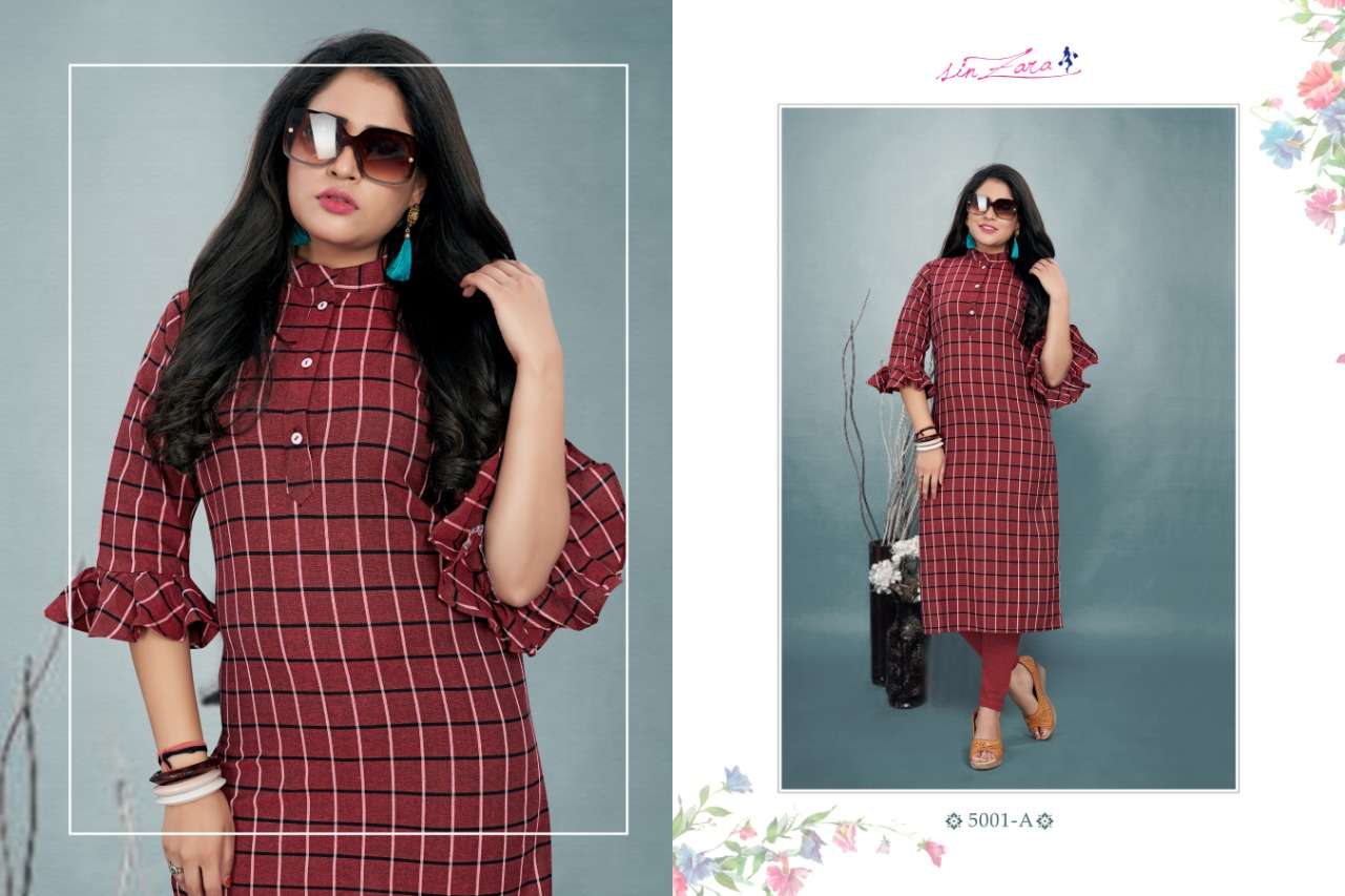 CKECKERS VOL-2 BY SINZARA 5001-A TO 5001-H SERIES BEAUTIFUL COLORFUL STYLISH FANCY CASUAL WEAR & ETHNIC WEAR & READY TO WEAR PURE PREMIUM COTTON KURTIS AT WHOLESALE PRICE