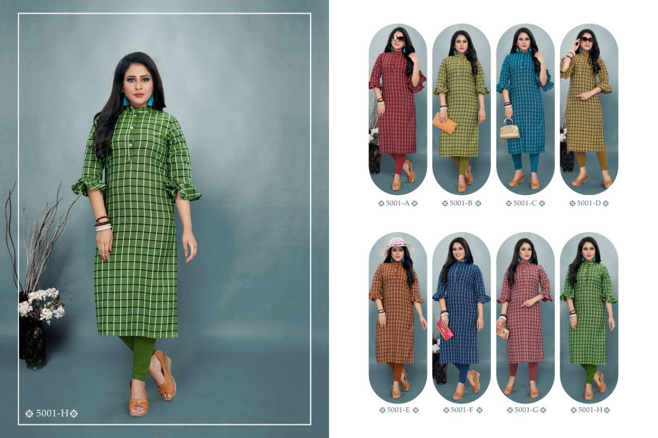 CKECKERS VOL-2 BY SINZARA 5001-A TO 5001-H SERIES BEAUTIFUL COLORFUL STYLISH FANCY CASUAL WEAR & ETHNIC WEAR & READY TO WEAR PURE PREMIUM COTTON KURTIS AT WHOLESALE PRICE