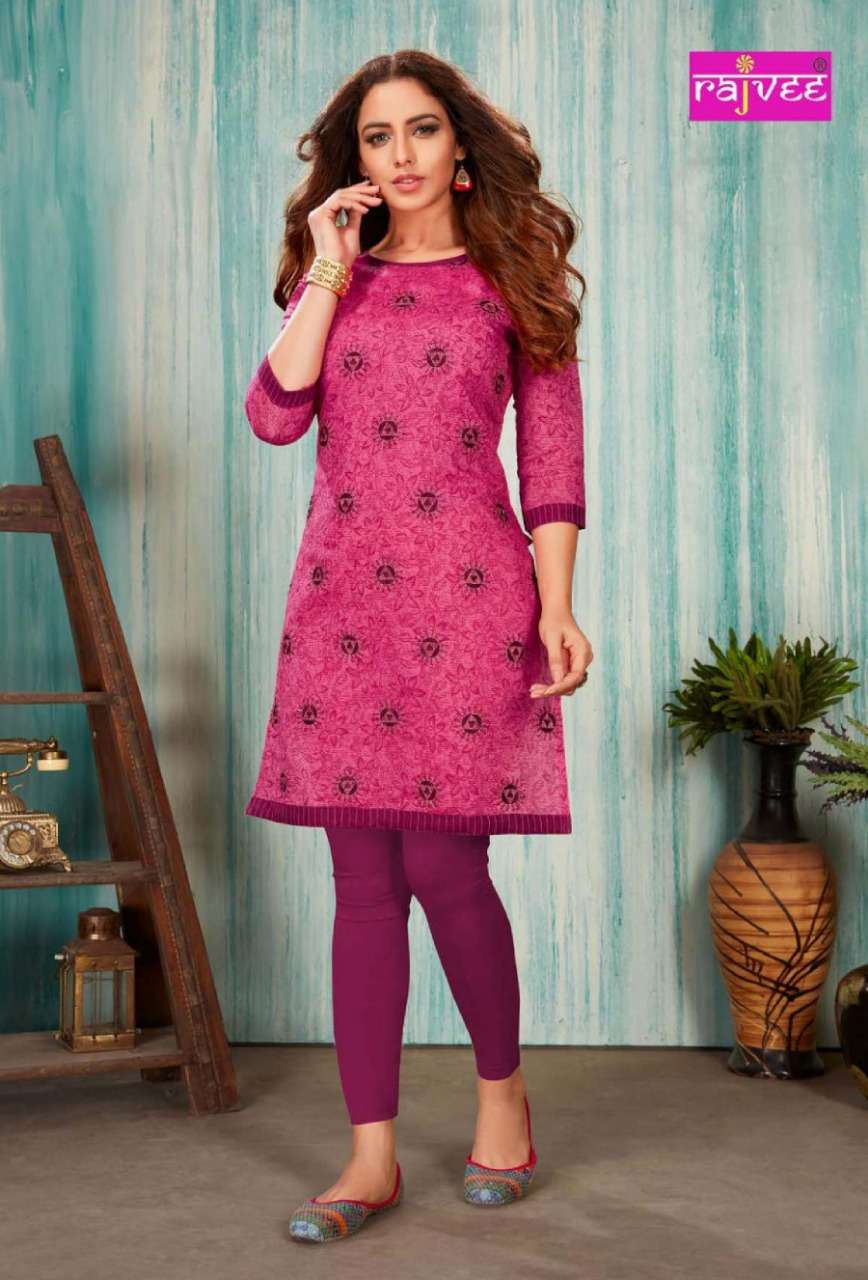 SPICE BY RAJVEE 8601 TO 8608 SERIES STYLISH FANCY BEAUTIFUL COLORFUL CASUAL WEAR & ETHNIC WEAR CHANDERI  PRINTED SILK KURTIS AT WHOLESALE PRICE