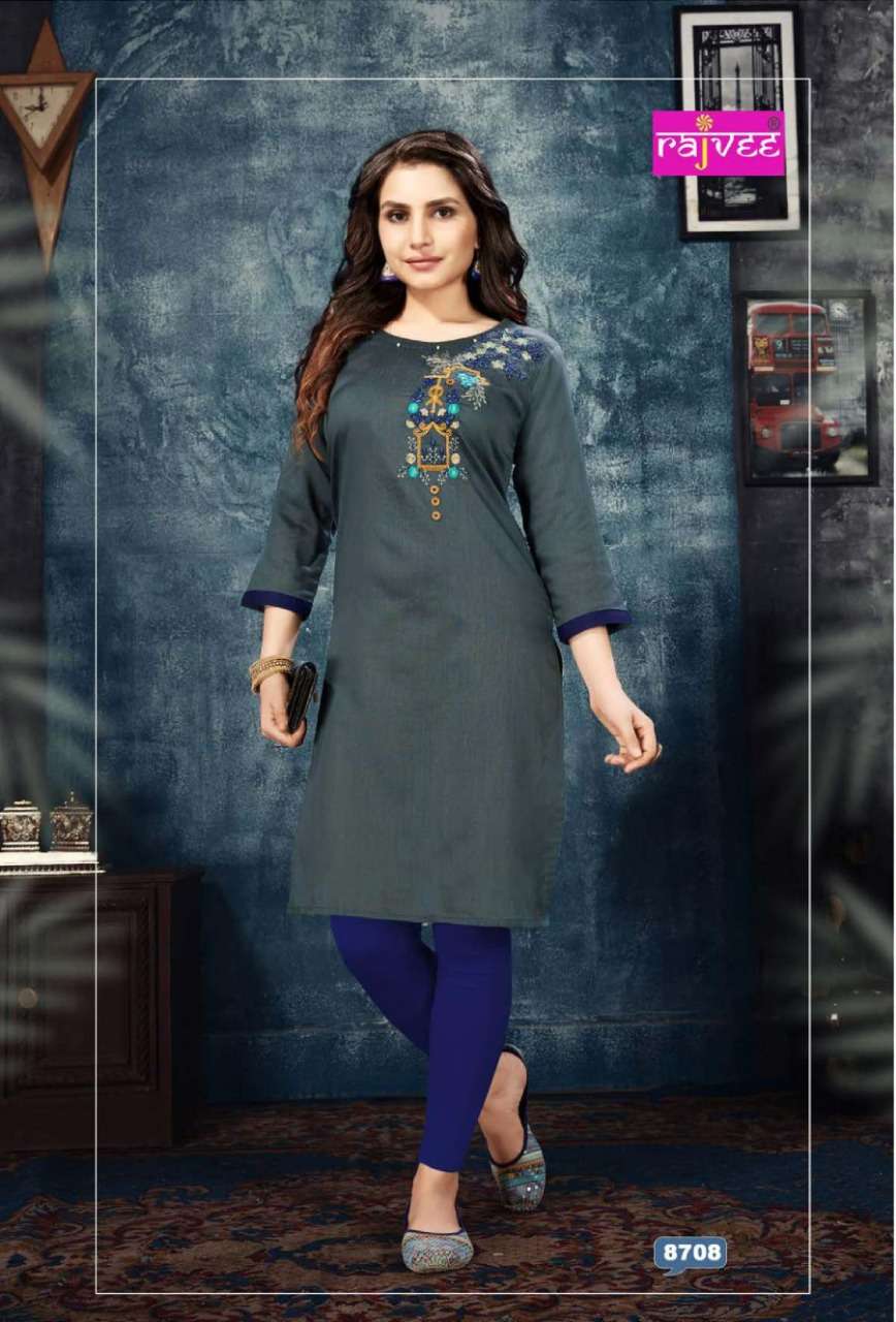 FLORA BY RAJVEE 8701 TO 8708 SERIES STYLISH FANCY BEAUTIFUL COLORFUL CASUAL WEAR & ETHNIC WEAR SILK WITH COTTON INNER KURTIS AT WHOLESALE PRICE