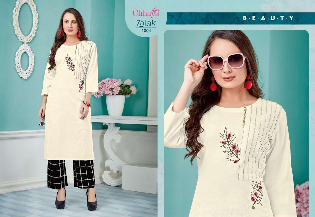 ZALAK BY CHHAYA 1001 TO 1008 SERIES STYLISH FANCY BEAUTIFUL COLORFUL CASUAL WEAR & ETHNIC WEAR HEAVY COTTON KURTIS AT WHOLESALE PRICE