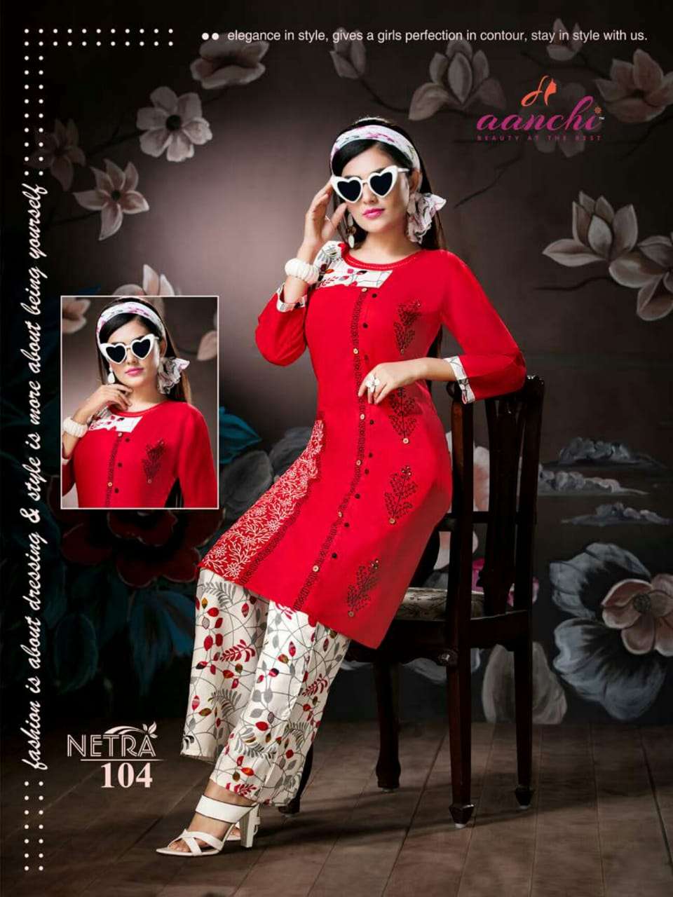 NETRA BY AANCHI 101 TO 107 SERIES STYLISH FANCY BEAUTIFUL COLORFUL CASUAL WEAR & ETHNIC WEAR RAYON EMBROIDERY KURTIS AT WHOLESALE PRICE