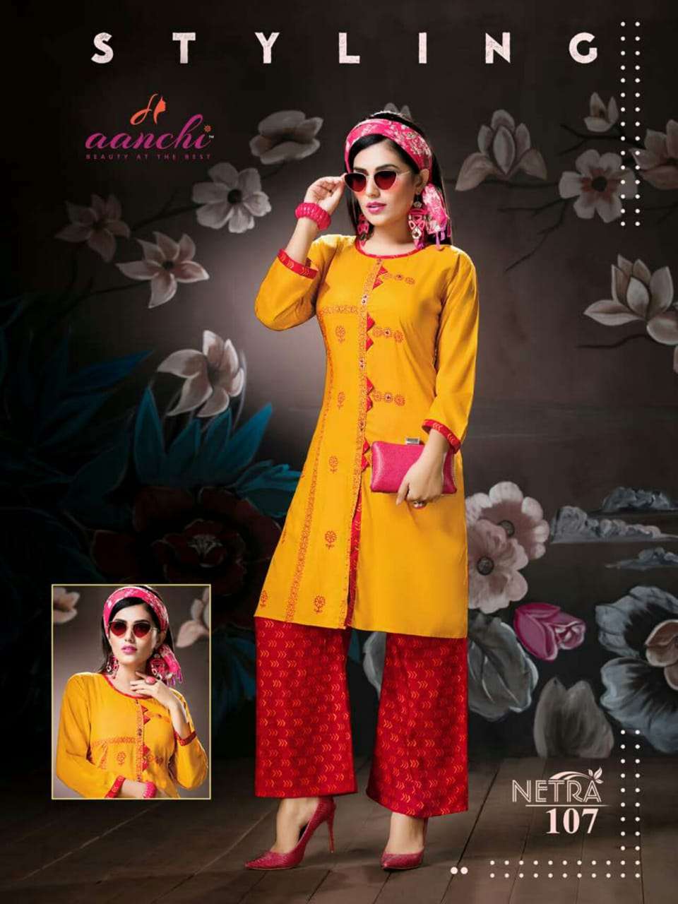 NETRA BY AANCHI 101 TO 107 SERIES STYLISH FANCY BEAUTIFUL COLORFUL CASUAL WEAR & ETHNIC WEAR RAYON EMBROIDERY KURTIS AT WHOLESALE PRICE