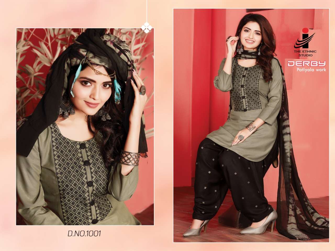DERBY BY THE ETHNIC STUDIO 1001 TO 1008 SERIES DESIGNER PATIYALA SUITS BEAUTIFUL FANCY COLORFUL STYLISH PARTY WEAR & ETHNIC WEAR RAYON WITH EMBROIDERY DRESSES AT WHOLESALE PRICE