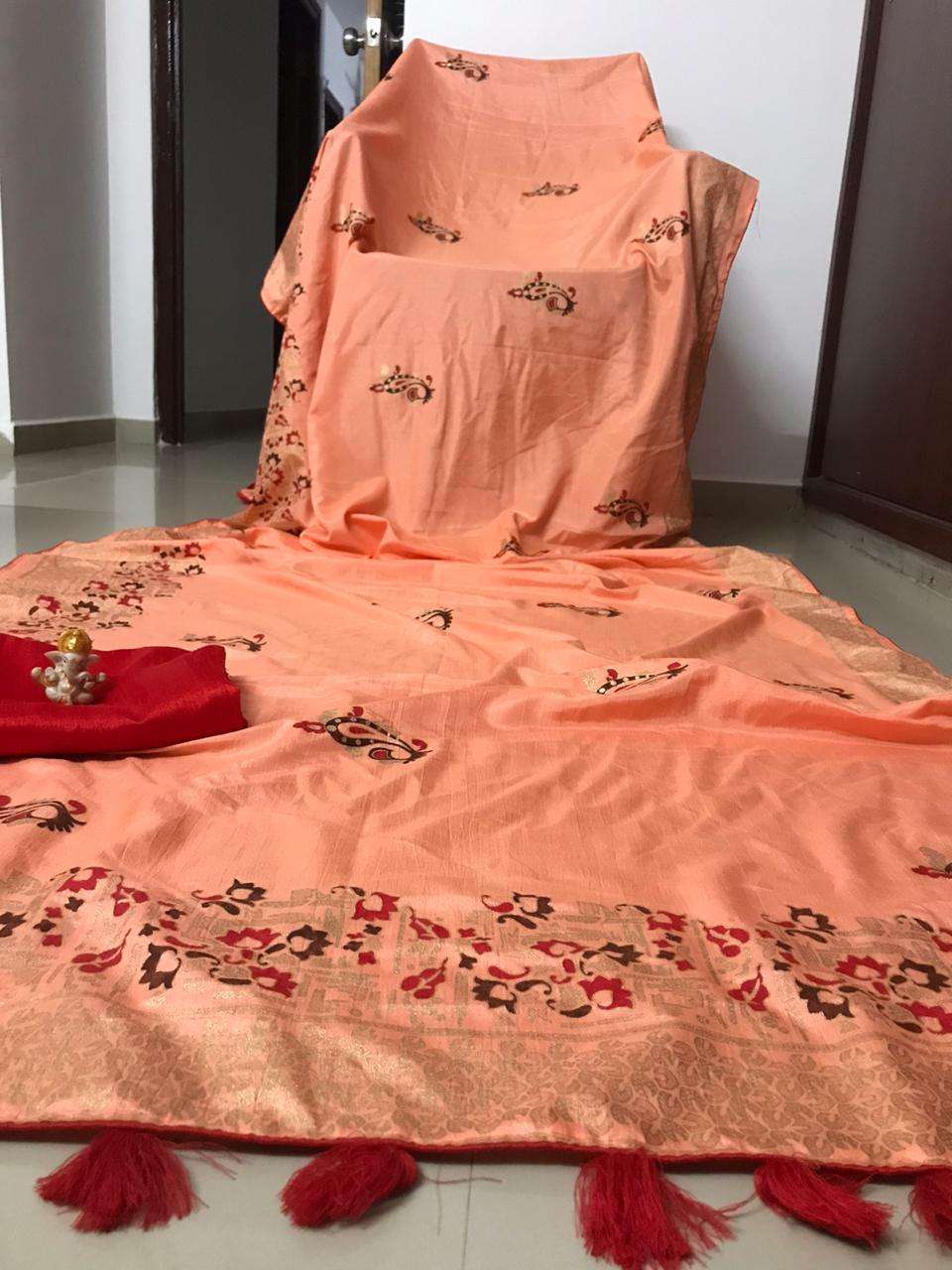 DOLA SILK SAREE  BY FASHID WHOLESALE 01 TO 12 SERIES INDIAN TRADITIONAL WEAR COLLECTION BEAUTIFUL STYLISH FANCY COLORFUL PARTY WEAR & OCCASIONAL WEAR HEAVY DOLA SILK SAREES AT WHOLESALE PRICE