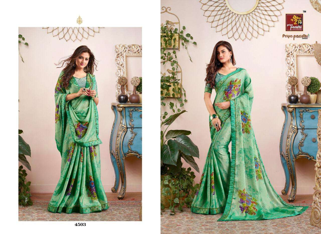 SWASTIK VOL-2 BY PRIYA PARIDHI 4497 TO 4506 SERIES INDIAN TRADITIONAL WEAR COLLECTION BEAUTIFUL STYLISH FANCY COLORFUL PARTY WEAR & OCCASIONAL WEAR MOSE PRINTED SAREES AT WHOLESALE PRICE