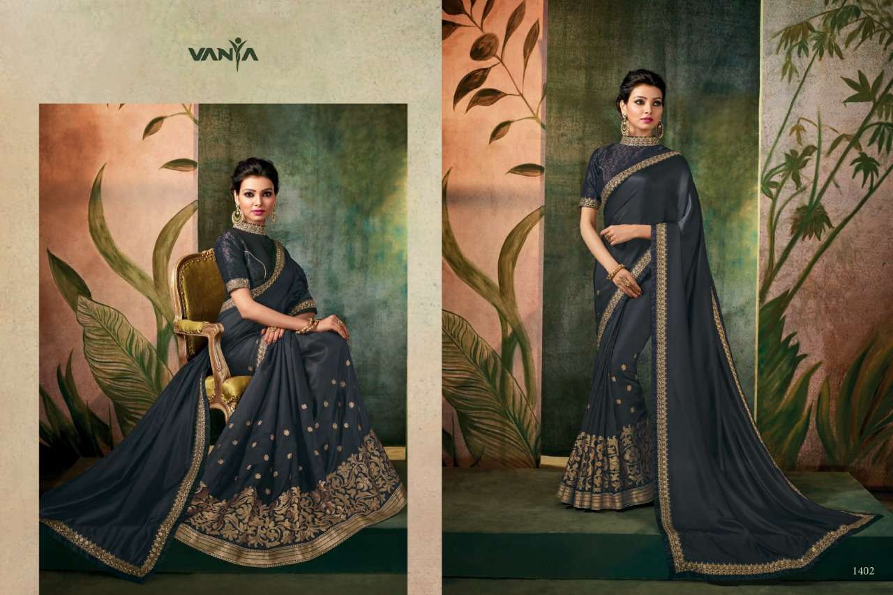 VANYA VOL-5 BY VANYA 1401 TO 1417 SERIES INDIAN TRADITIONAL WEAR COLLECTION BEAUTIFUL STYLISH FANCY COLORFUL PARTY WEAR & OCCASIONAL WEAR FANCY SAREES AT WHOLESALE PRICE