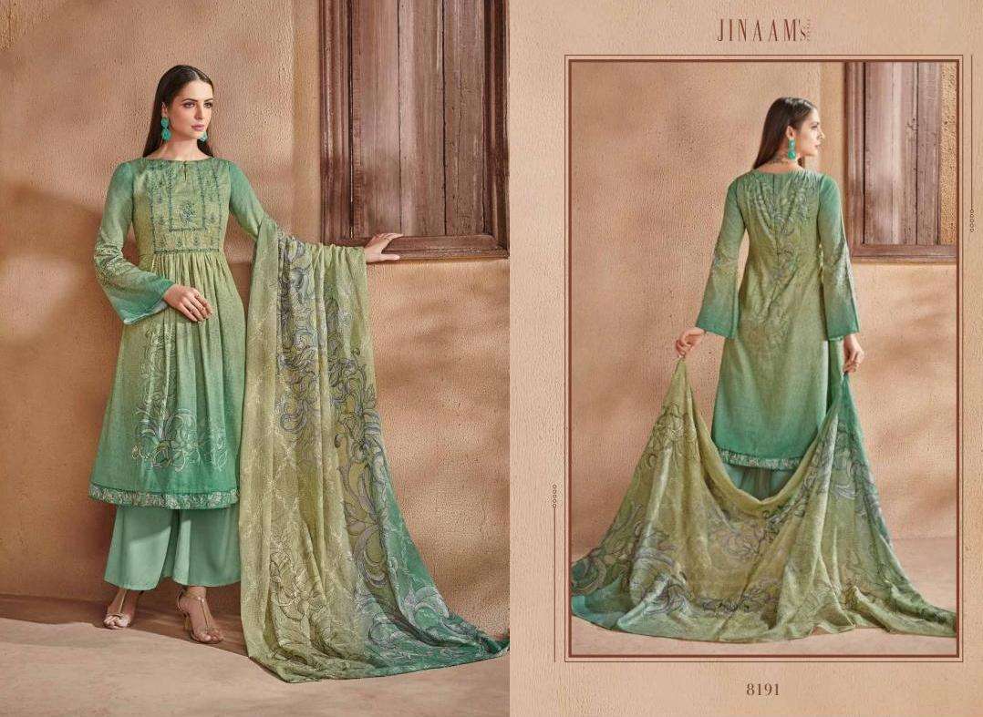 SHAYLA BY JINAAM DRESSES 8191 TO 8196 SERIES INDIAN TRADITIONAL WEAR COLLECTION BEAUTIFUL STYLISH FANCY COLORFUL PARTY WEAR & OCCASIONAL WEAR COTTON SATIN DIGITAL PRINTED WITH EMBROIDERY DRESS AT WHOLESALE PRICE