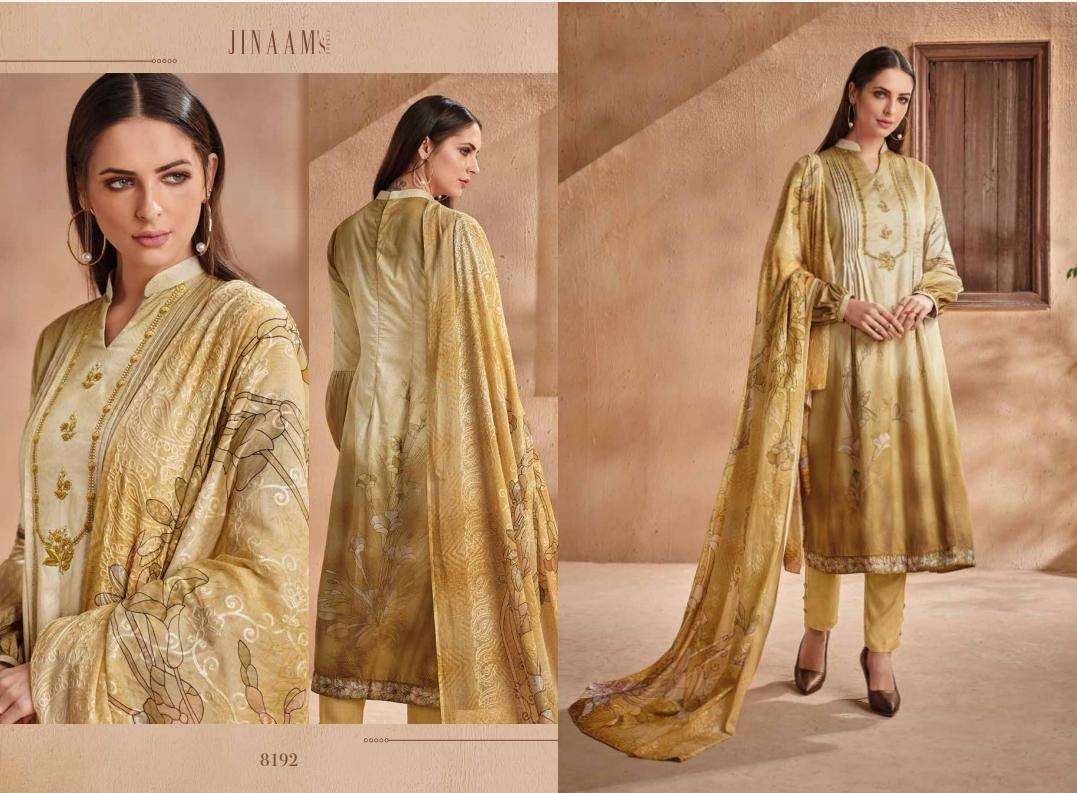 SHAYLA BY JINAAM DRESSES 8191 TO 8196 SERIES INDIAN TRADITIONAL WEAR COLLECTION BEAUTIFUL STYLISH FANCY COLORFUL PARTY WEAR & OCCASIONAL WEAR COTTON SATIN DIGITAL PRINTED WITH EMBROIDERY DRESS AT WHOLESALE PRICE