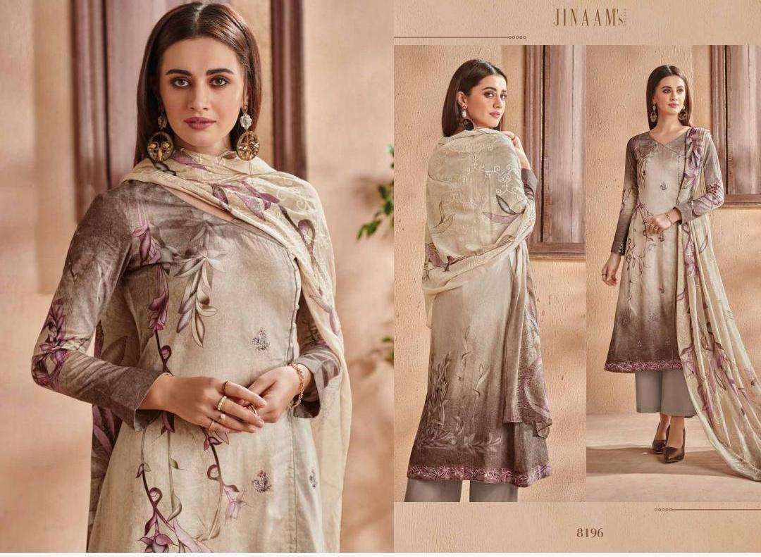 SHAYLA BY JINAAM DRESSES 8191 TO 8196 SERIES INDIAN TRADITIONAL WEAR COLLECTION BEAUTIFUL STYLISH FANCY COLORFUL PARTY WEAR & OCCASIONAL WEAR COTTON SATIN DIGITAL PRINTED WITH EMBROIDERY DRESS AT WHOLESALE PRICE