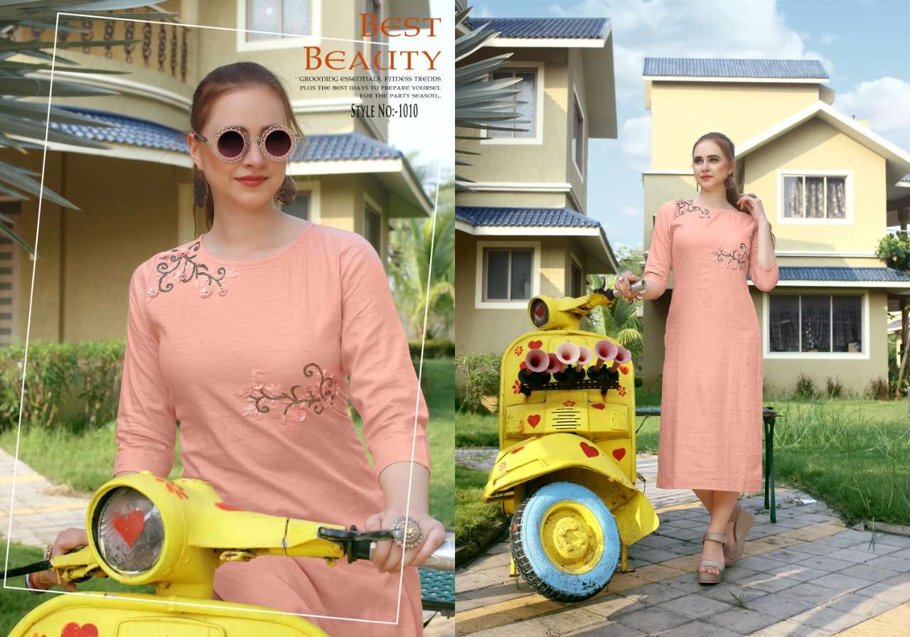 NOSHI BY NEETI CREATION 1008 TO 1013 SERIES STYLISH FANCY BEAUTIFUL COLORFUL CASUAL WEAR & ETHNIC WEAR 14 KG RAYON HEAVY DRY SILK / RAYON SLUB/ TIM TIM COTTON  KURTIS AT WHOLESALE PRICE
