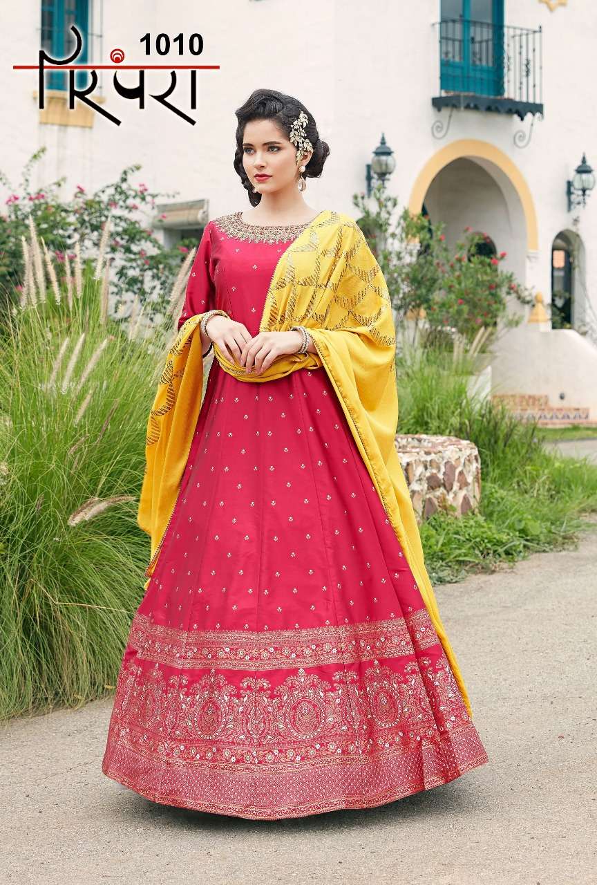 PARAMPRA VOL-2 BY PARAMPRA 1007 TO 1010 SERIES BEAUTIFUL STYLISH FANCY COLORFUL CASUAL WEAR & ETHNIC WEAR FANCY PRINTED AND EMBROIDERY GOWNS AT WHOLESALE PRICE
