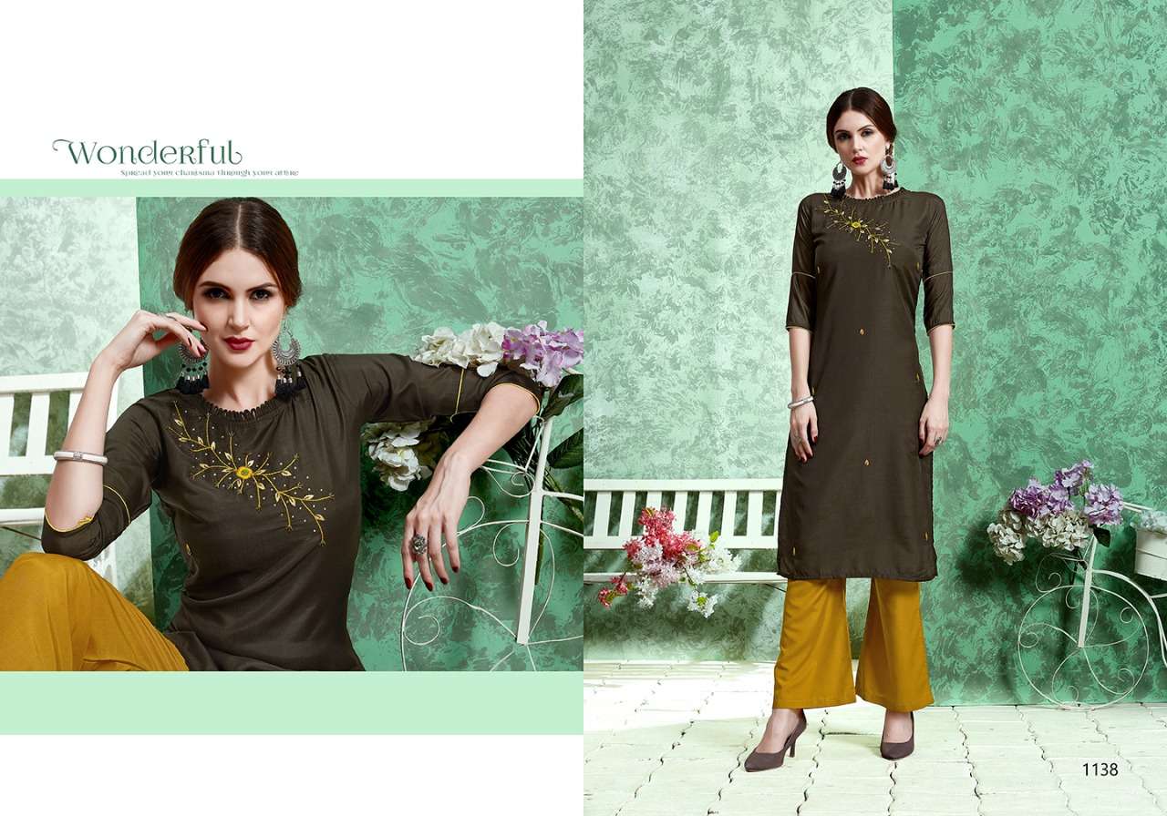 FLORAL BY MANYA 1138 TO 1143 SERIES BEAUTIFUL STYLISH COLORFUL FANCY PARTY WEAR & ETHNIC WEAR & READY TO WEAR PURE MUSLIN WITH EMBROIDERY KURTIS AT WHOLESALE PRICE